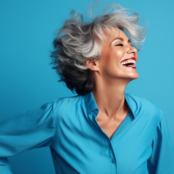 mature woman laughing